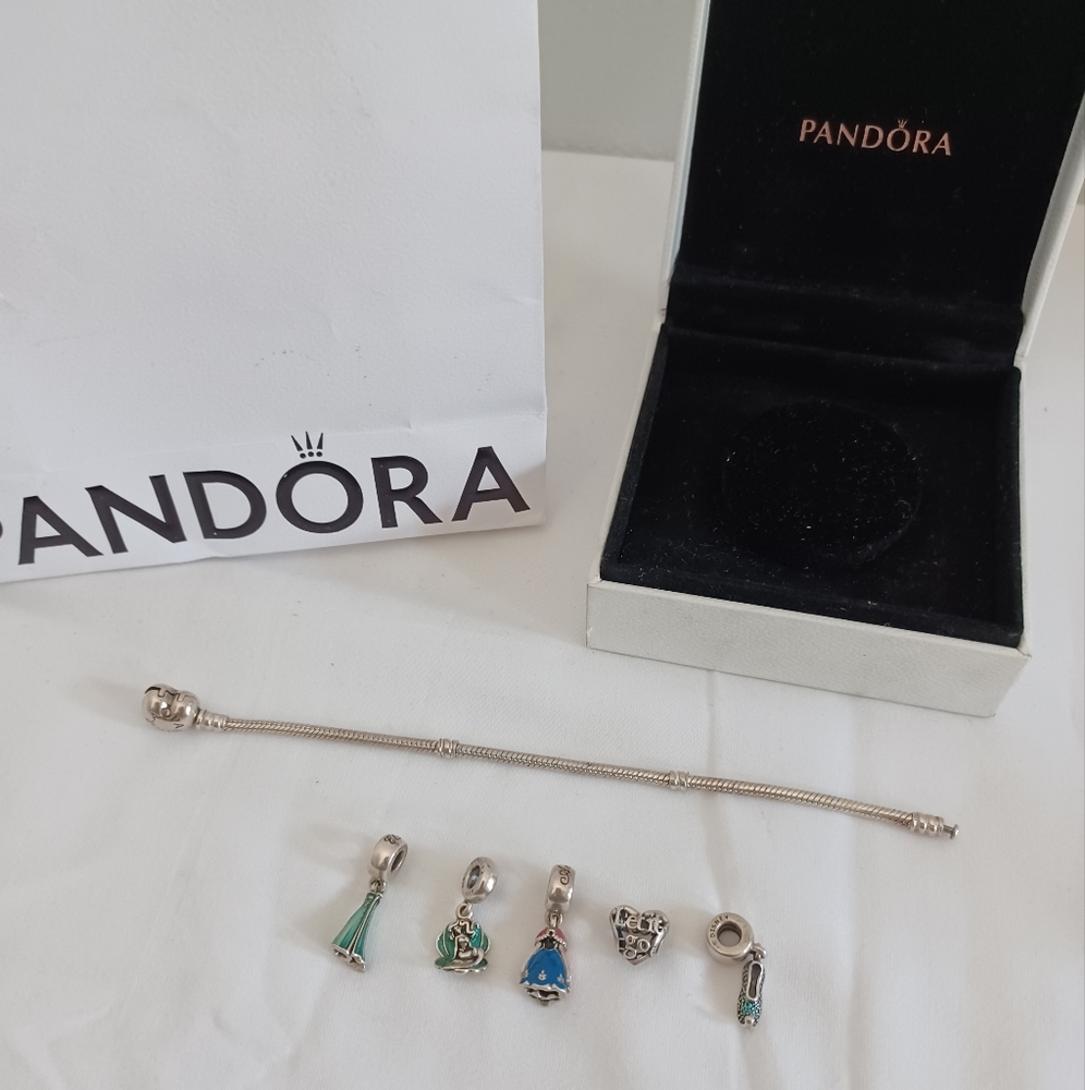 Pandora bracelet with 5 charms Disney princess - Picture 8 of 12